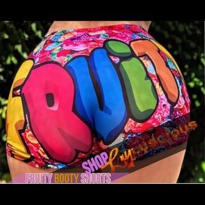 Sexy Fruity Pebbles Booty Stretchy Biker Shorts - High Waisted